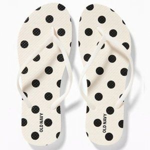 Old Navy NEW Women's Flip Flops White Black Polka Dots Size 8 Large